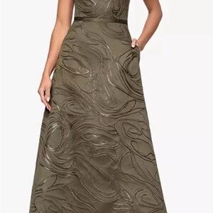Xscape Olive Swirl Maxi Dress